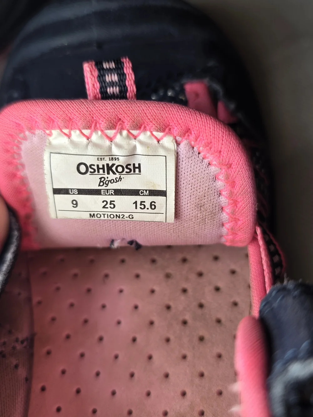 OshKosh B'gosh Kids' Navy and Pink Closed Toe Sandals - Washable, Hook and Loop